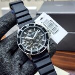 Emporio Armani Sea Explorer Meccanico Automatic Black Dial Black Silicone  Strap Men's Watch – AR60062