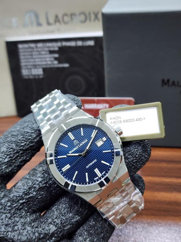 6 Maurice Lacroix Aikon Automatic Date 42mm Blue Dial Stainless Steel Men's Watch - Image 1