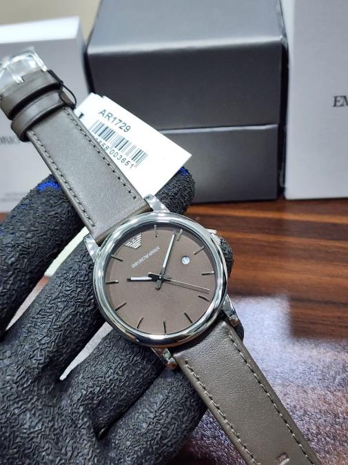 6 Emporio Armani Classic Brown Dial Grey Leather Strap Men's Watch – AR1729 - Image 1