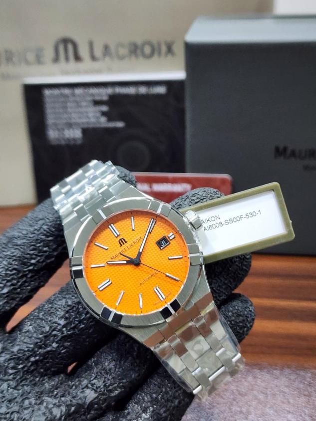 7 Maurice Lacroix Aikon Automatic Date Orange Dial Stainless Steel Men's Watch (Limited Summer Edition) - Image 1