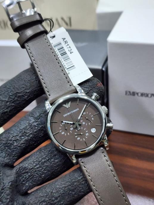 8 Emporio Armani Classic Chronograph Brown Dial Brown Leather Strap Men's Watch – AR1734 - Image 1