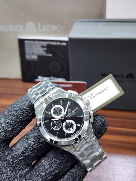 9 Maurice Lacroix Aikon Chronograph Black Dial Stainless Steel Men's Watch - Image 1